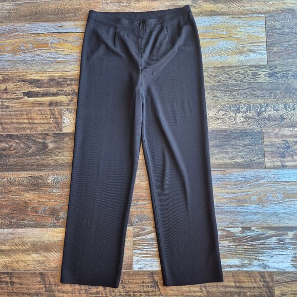 Exclusively Misook Slinky Knit Straight Leg Pants Elastic Waist Black - Picture 1 of 9